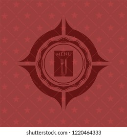 restaurant menu icon inside realistic red emblem