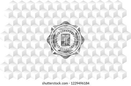 restaurant menu icon inside realistic grey emblem with cube white background