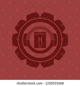 restaurant menu icon inside realistic red emblem