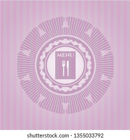 restaurant menu icon inside realistic pink emblem