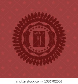 restaurant menu icon inside realistic red emblem