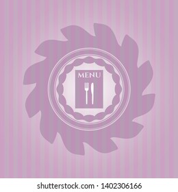 restaurant menu icon inside realistic pink emblem