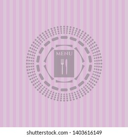 restaurant menu icon inside realistic pink emblem
