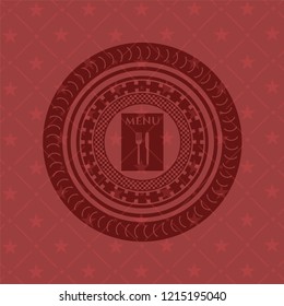 restaurant menu icon inside red emblem. Vintage.