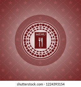 restaurant menu icon inside red emblem