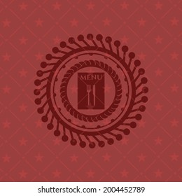 restaurant menu icon inside red emblem. Retro. 