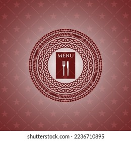 restaurant menu icon inside red emblem. Retro. 