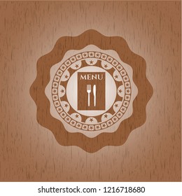 restaurant menu icon inside retro wooden emblem
