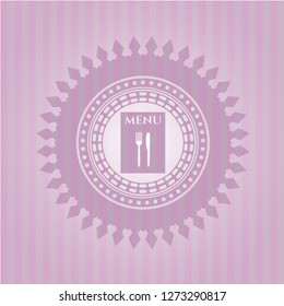 restaurant menu icon inside retro pink emblem