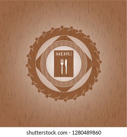 restaurant menu icon inside retro style wood emblem