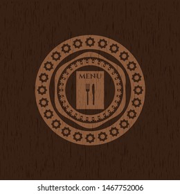 restaurant menu icon inside retro wooden emblem