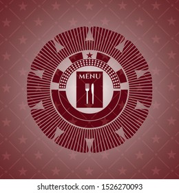 restaurant menu icon inside retro red emblem