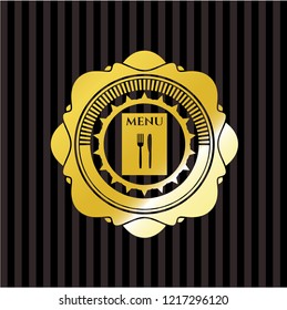 restaurant menu icon inside shiny emblem