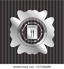 restaurant menu icon inside silver emblem