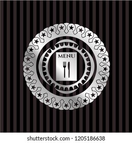 restaurant menu icon inside silver emblem