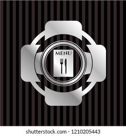 restaurant menu icon inside silver badge