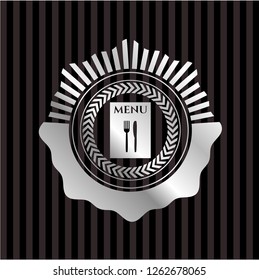 restaurant menu icon inside silver shiny emblem