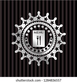 restaurant menu icon inside silver badge