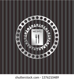 restaurant menu icon inside silver emblem