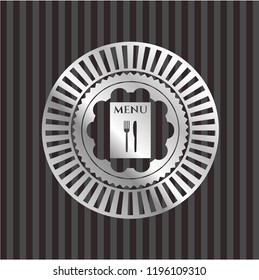 restaurant menu icon inside silvery emblem or badge