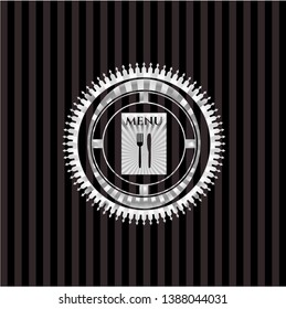 restaurant menu icon inside silvery emblem or badge