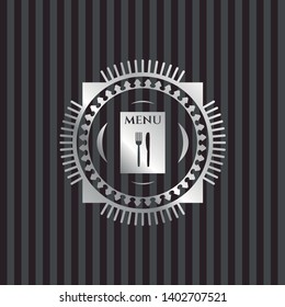 restaurant menu icon inside silvery emblem or badge