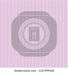 restaurant menu icon inside vintage pink emblem