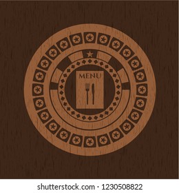 restaurant menu icon inside vintage wood emblem