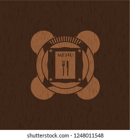 restaurant menu icon inside vintage wood emblem