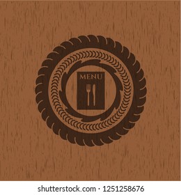 restaurant menu icon inside vintage wood emblem