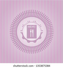 restaurant menu icon inside vintage pink emblem