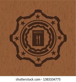 restaurant menu icon inside vintage wood emblem