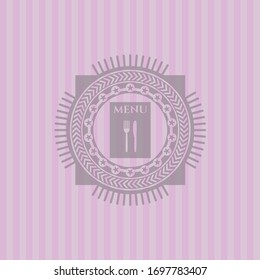 restaurant menu icon inside vintage pink emblem
