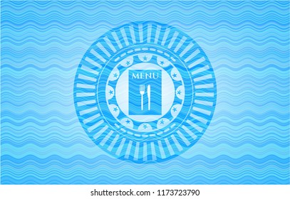 restaurant menu icon inside water concept emblem background.