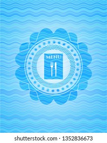restaurant menu icon inside water badge.