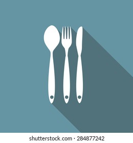 Restaurant Menu Icon with Long Shadow Vector Illustration EPS10