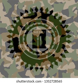 restaurant menu icon on camo texture