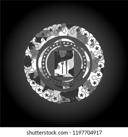 restaurant menu icon on grey camouflage pattern