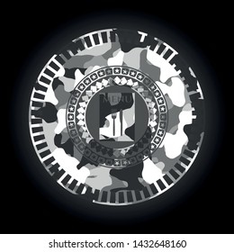 restaurant menu icon on grey camouflage pattern