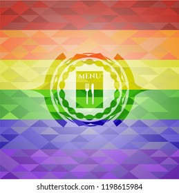 restaurant menu icon on mosaic background with the colors of the LGBT flag