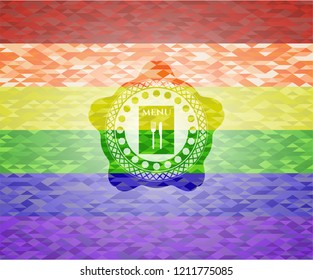 restaurant menu icon on mosaic background with the colors of the LGBT flag