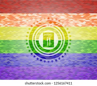 restaurant menu icon on mosaic background with the colors of the LGBT flag