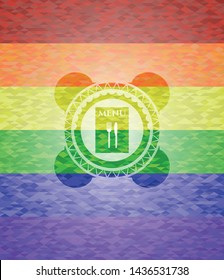 restaurant menu icon on mosaic background with the colors of the LGBT flag