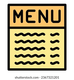 Restaurant menu icon outline vector. Cafe food. Laptop room color flat