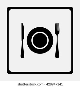 Restaurant menu icon plate with cutlery.