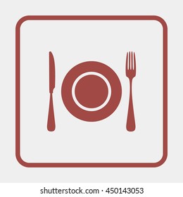 Restaurant menu icon plate with cutlery.