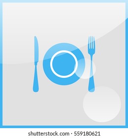 Restaurant menu icon plate with cutlery.