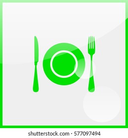 Restaurant menu icon plate with cutlery.