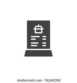 Restaurant menu icon vector, filled flat sign, solid pictogram isolated on white. Symbol, logo illustration.