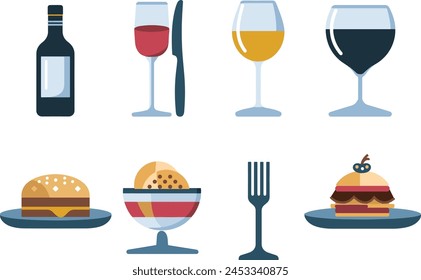 restaurant, menu icon vector set